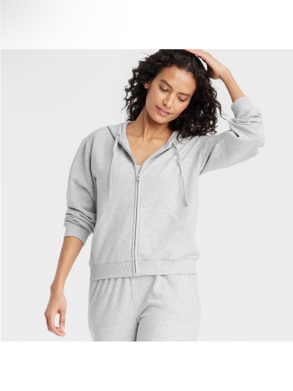 Auden fleece Gray Zip-Up Hoodie - Women's Casual lightweight plus size